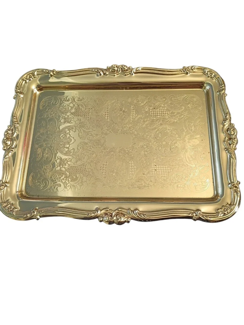 Vintage Copper Craft Brass Relish Tray With Starburst Crystal Inserts EUC